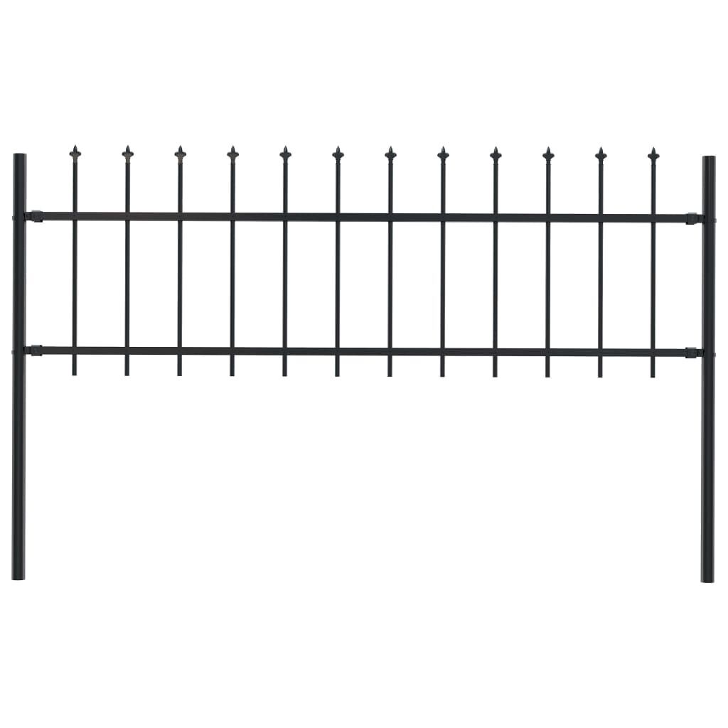Garden Fence with Spear Top Steel Black