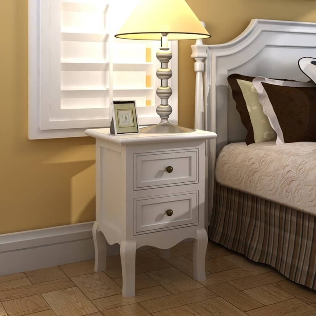 Dakota Nightstand with 2 Drawers MDF White