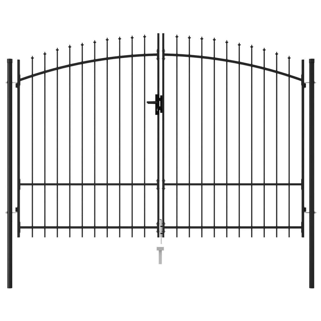 Fence Gate Double Door with Spike Top Steel