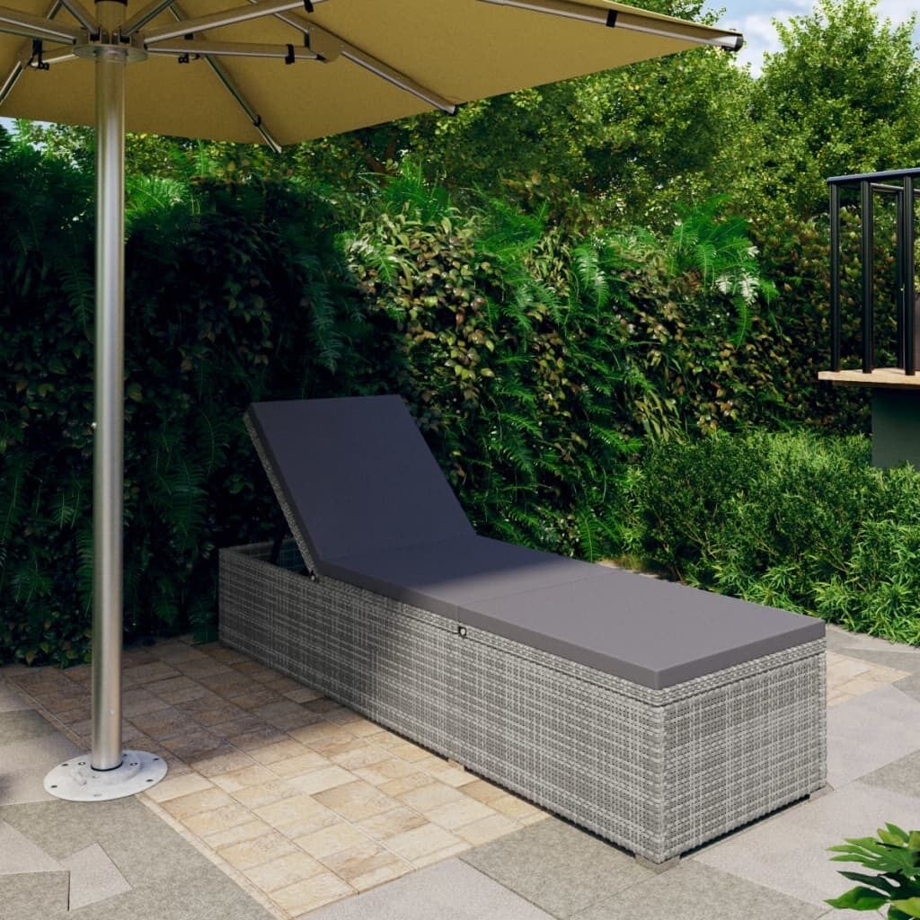 Sun Lounger with Cushion Poly Rattan
