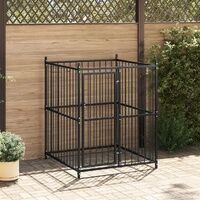 Steel-Bar Outdoor Dog Kennel with Locking Latch
