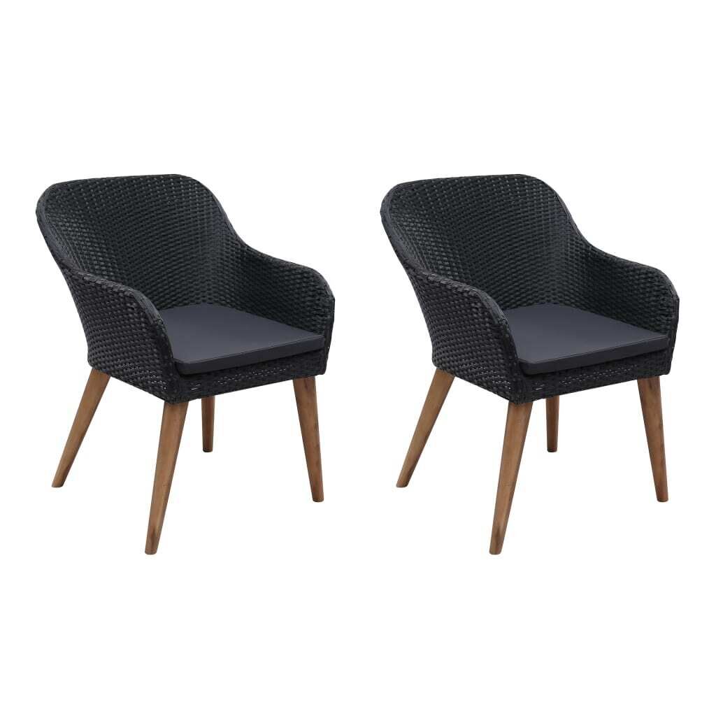 Outdoor Chairs with Cushions 2 pcs Poly Rattan