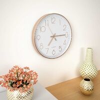 Clear-Numeral Wall Clock with Rose Gold Rim