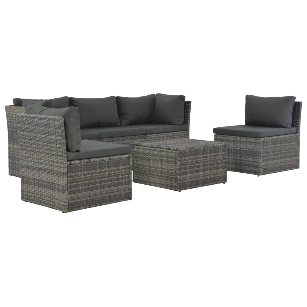4 Piece Garden Lounge Set with Cushions Poly Rattan