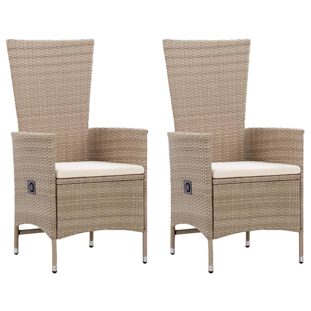 Outdoor Chairs 2 pcs with Cushions Poly Rattan