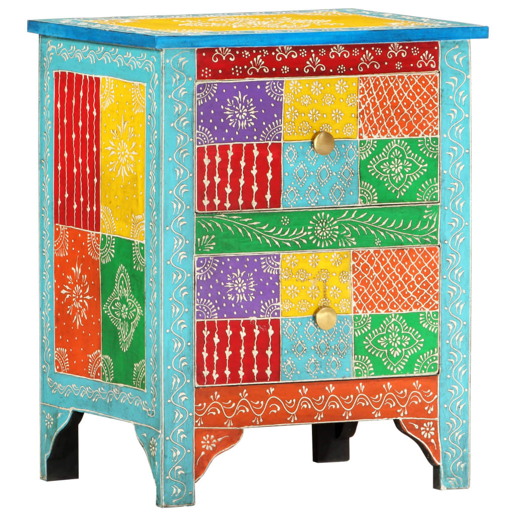Stewart Hand Painted Bedside Cabinet 40x30x50 cm Solid Mango Wood