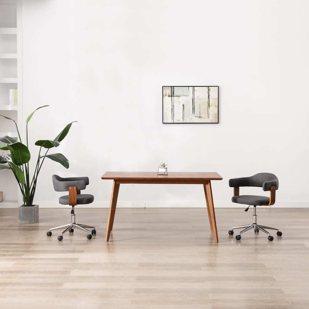 Swivel Dining Chair Grey Bent Wood and Fabric
