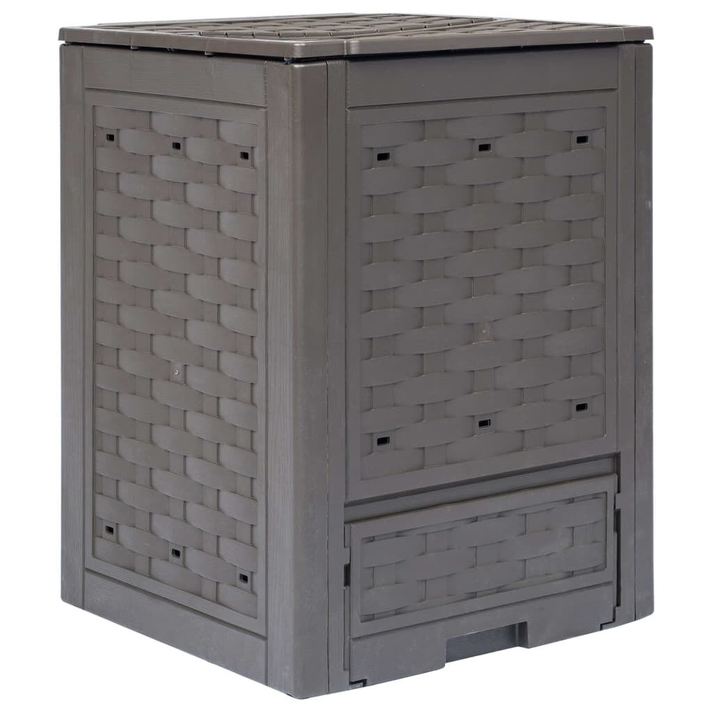 Garden Composter Brown 60 by 60 by 83 cm Plastic Rattan
