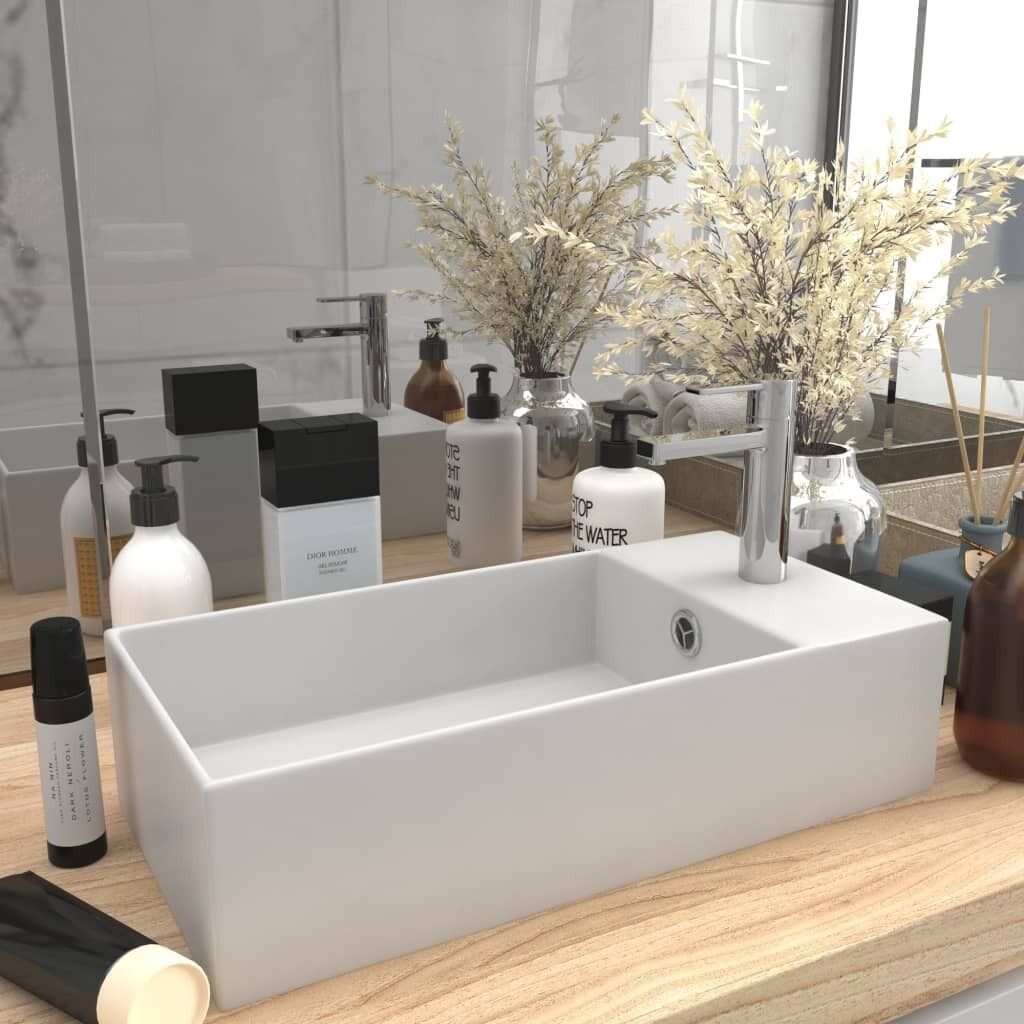 Bathroom Sink with Overflow Ceramic Matt