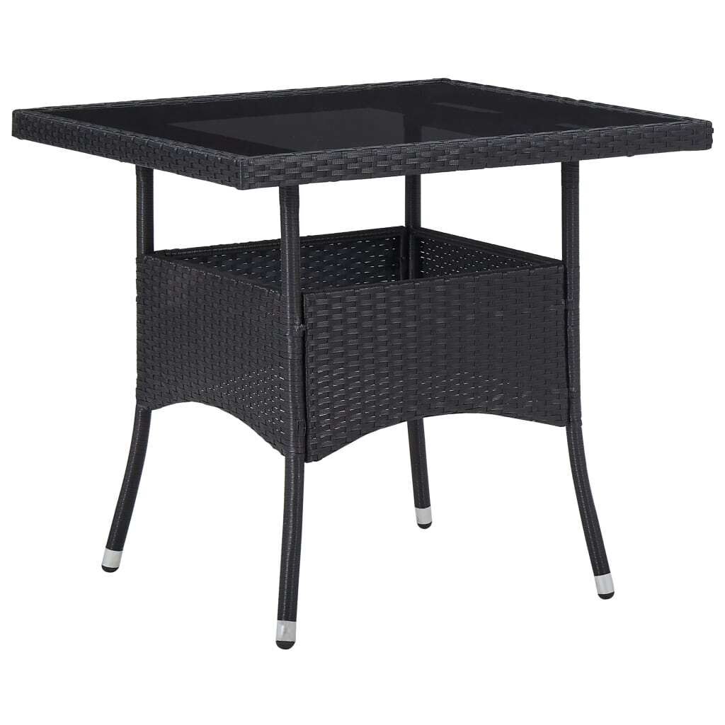 Outdoor Dining Table Poly Rattan and Glass