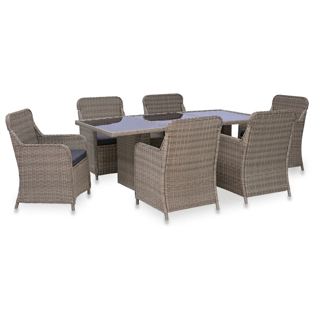 7 Piece Outdoor Dining Set Poly Rattan