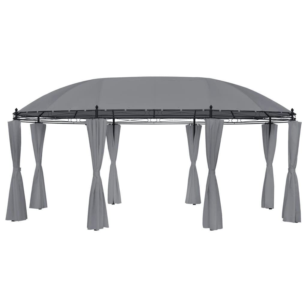Gazebo with Curtains 520 by 349 by 255 cm