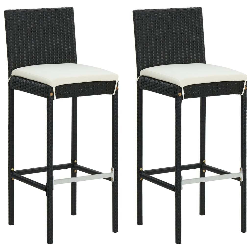 Garden Bar Stools with Cushions Poly Rattan