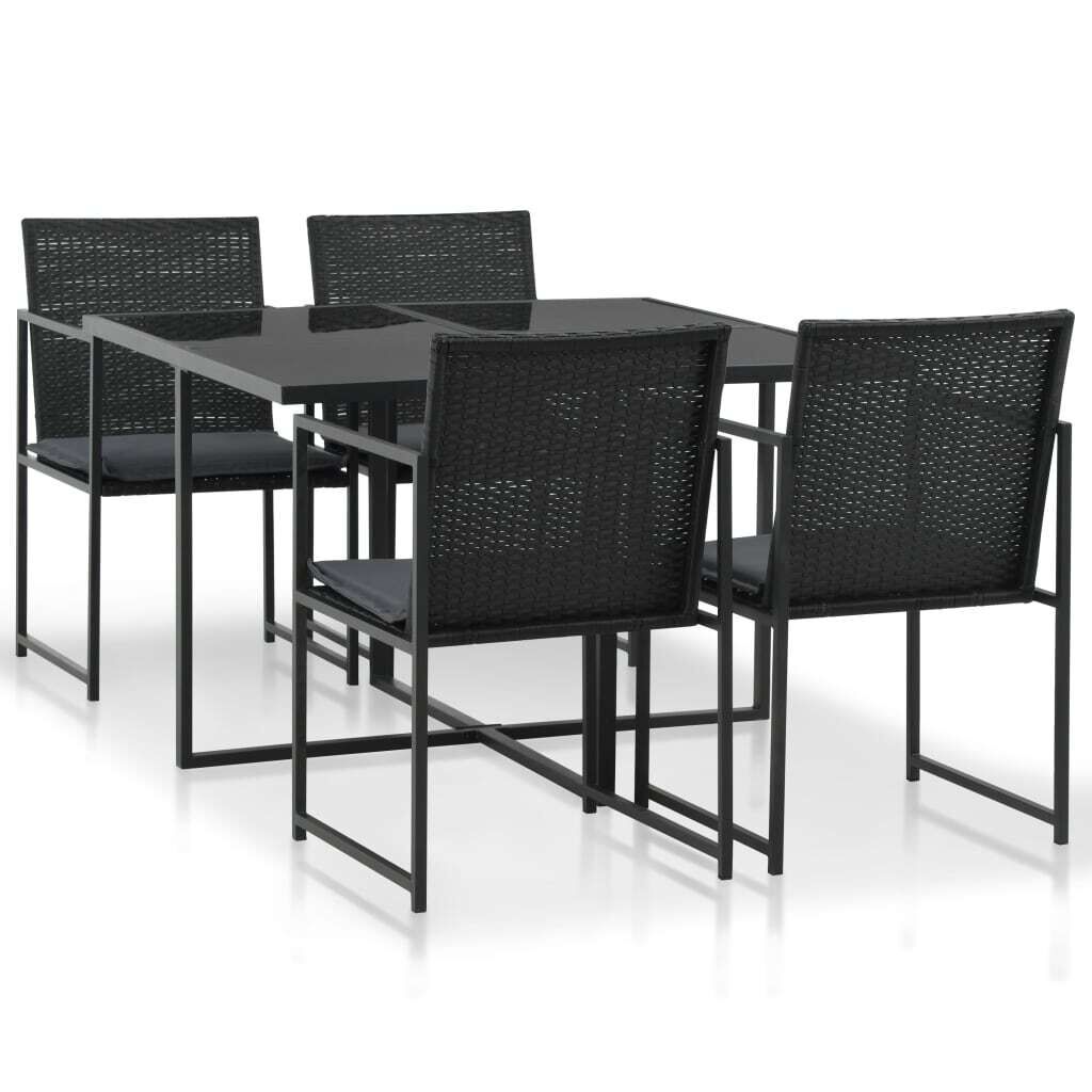 Outdoor Dining Set with Cushions Poly Rattan
