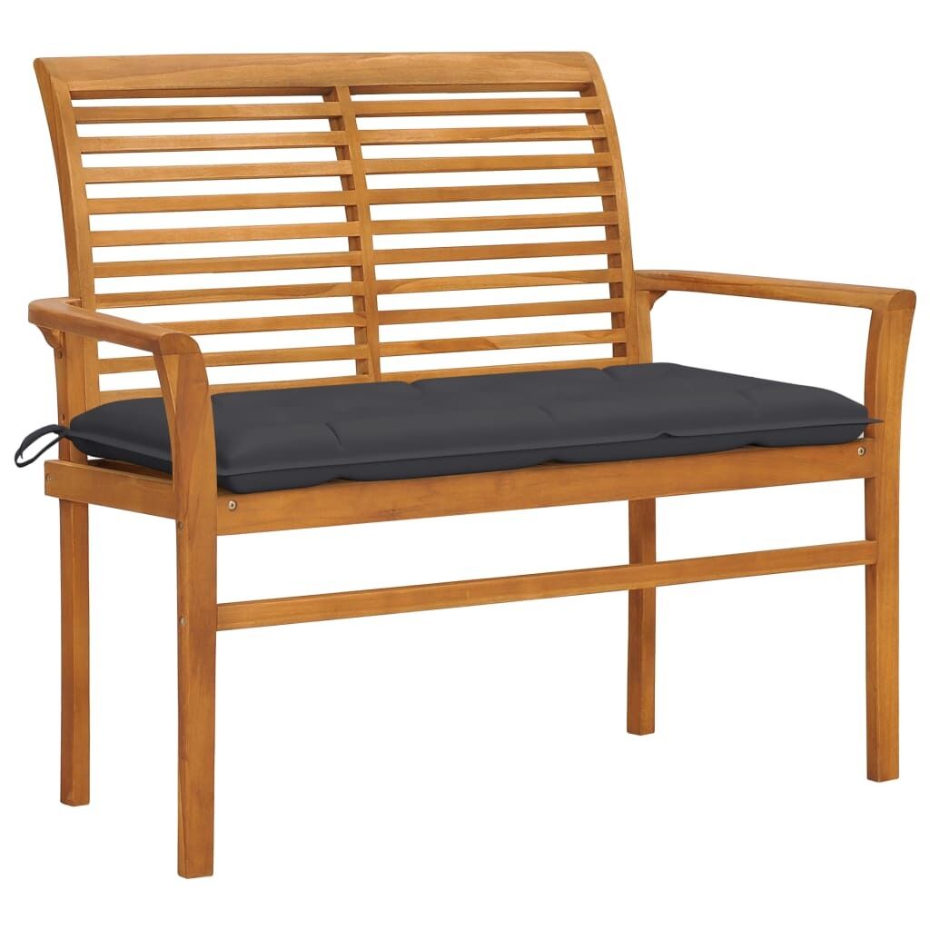 Garden Bench with Cushion 112 cm Solid Teak Wood
