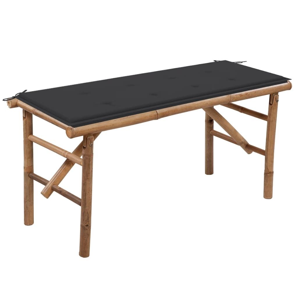 Folding Garden Bench with Cushion Bamboo
