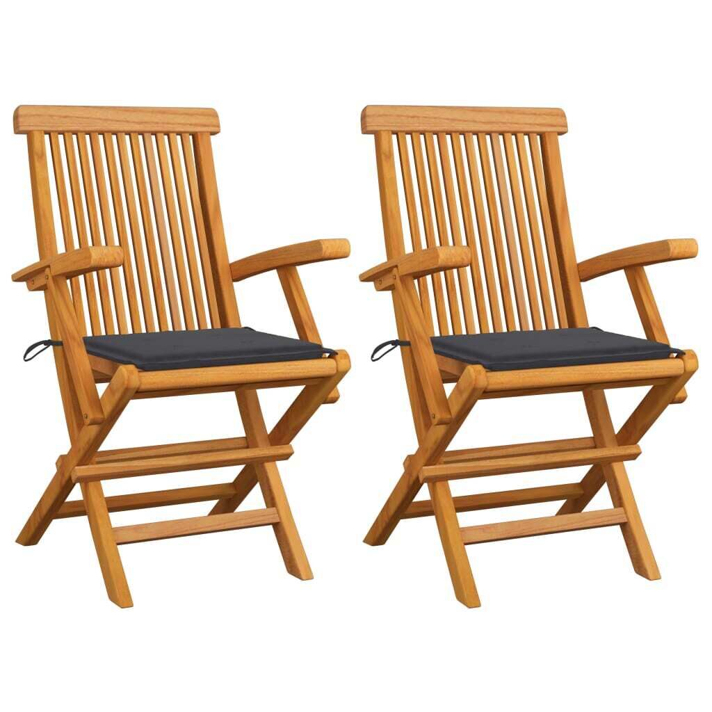 Garden Chairs with Cushions Solid Teak Wood