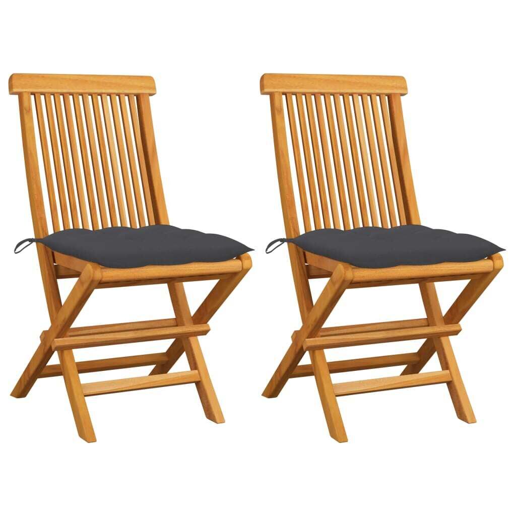 Garden Chairs with Cushions Solid Teak Wood