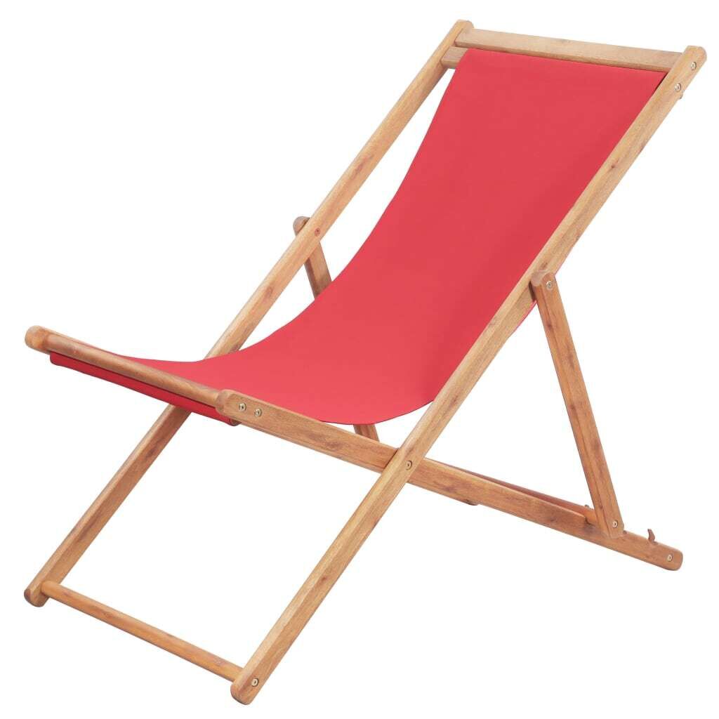Folding Beach Chair Fabric and Wooden Frame