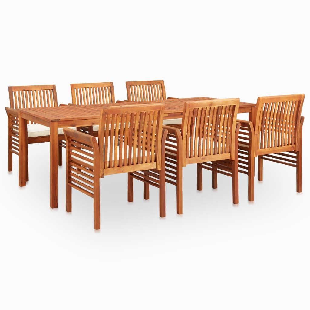Outdoor Dining Set with Cushions Solid Wood Acacia