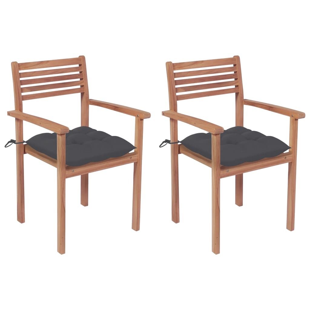 Garden Chairs with Anthracite Cushions Solid Teak Wood