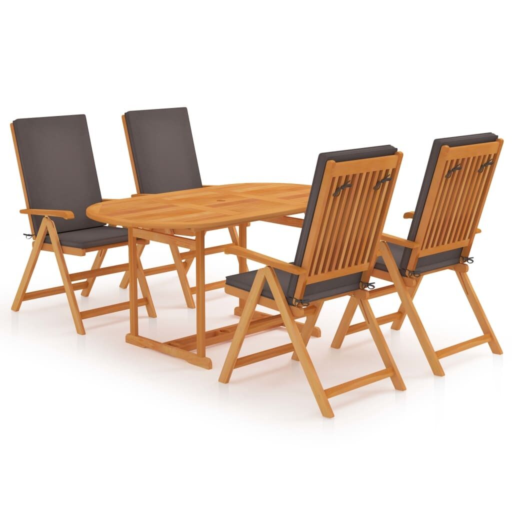 Garden Dining Set with Cushions Solid Teak Wood