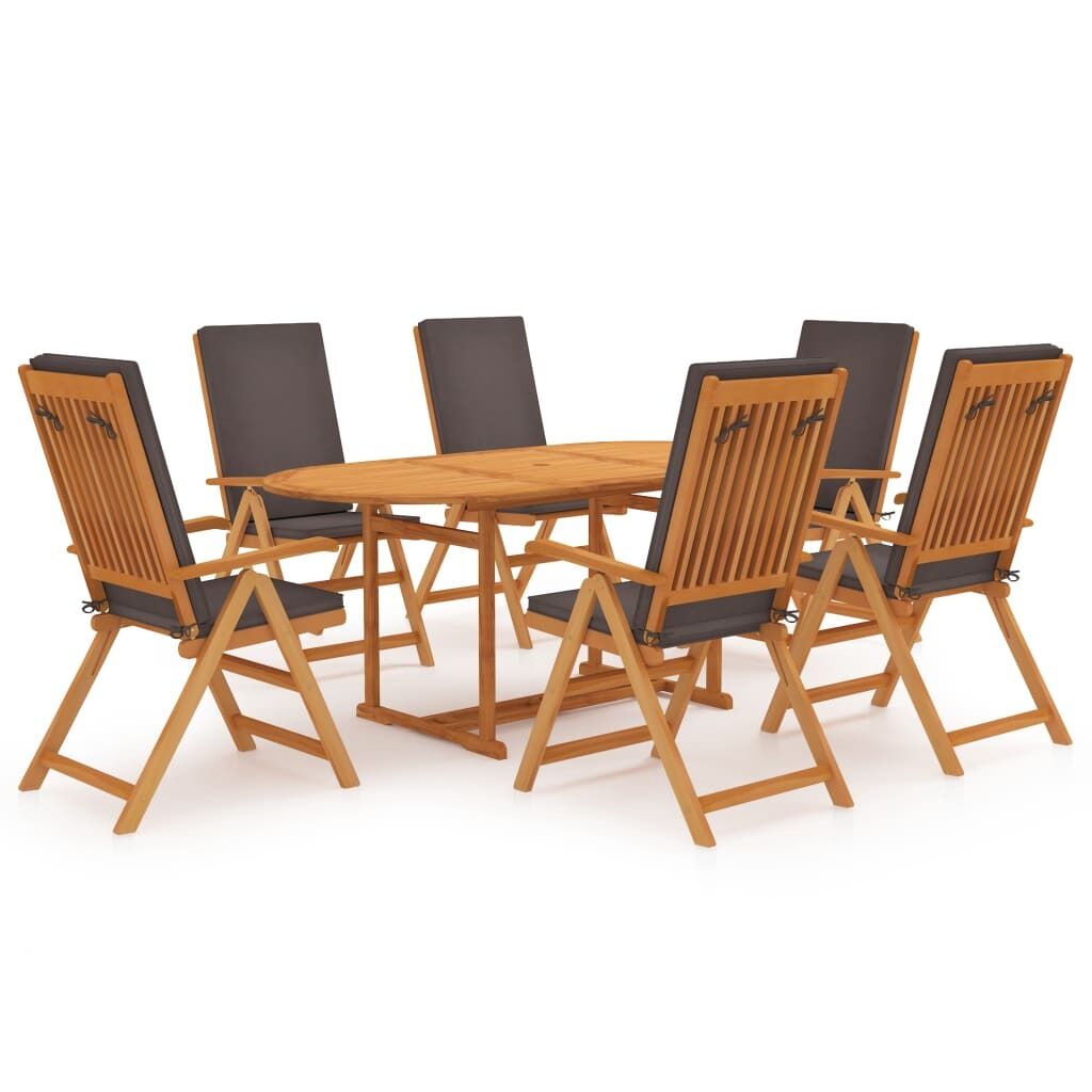 Garden Dining Set with Cushions Solid Teak Wood
