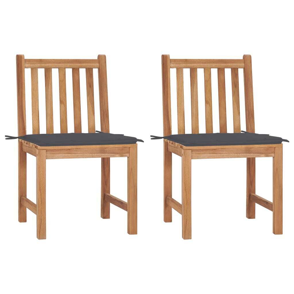 Garden Chairs with Cushions Solid Teak Wood