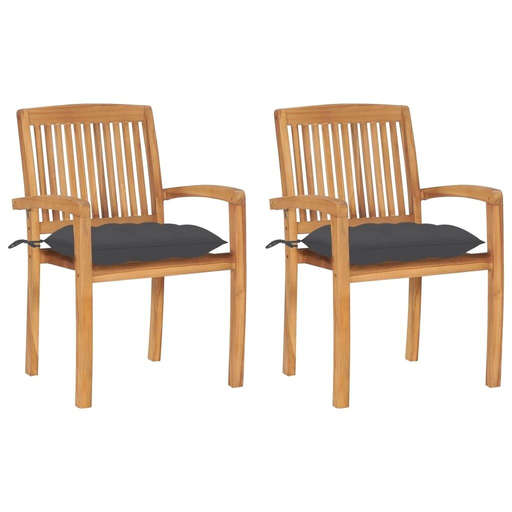 Garden Chairs with Anthracite Cushions Solid Teak Wood