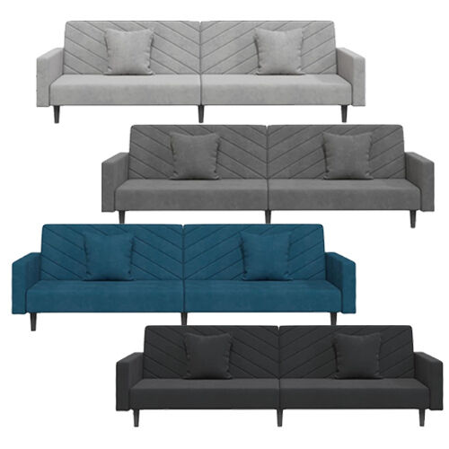 Greeley 2-Seater Sofa Bed with Two Pillows Velvet