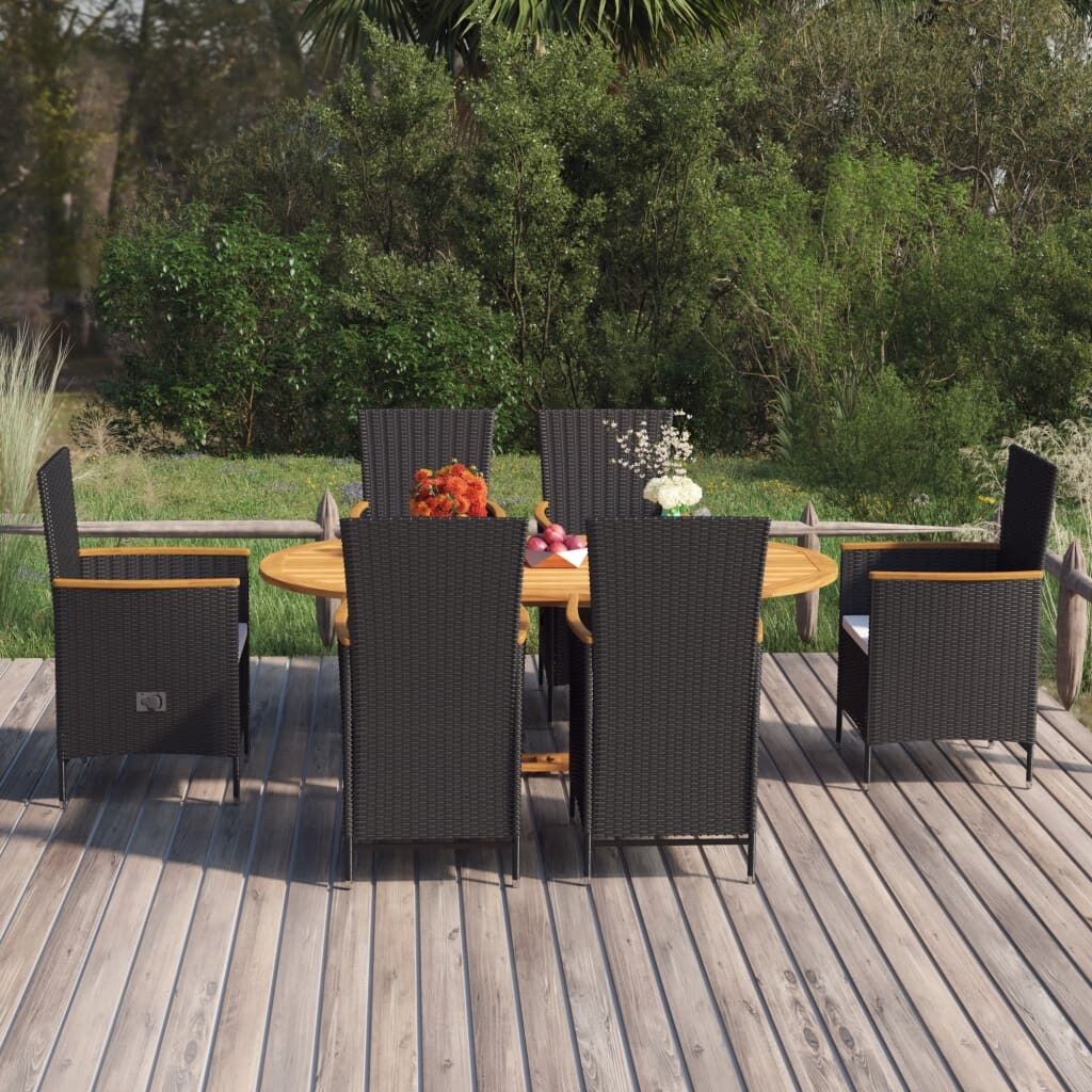 7 Piece Garden Dining Set Poly Rattan
