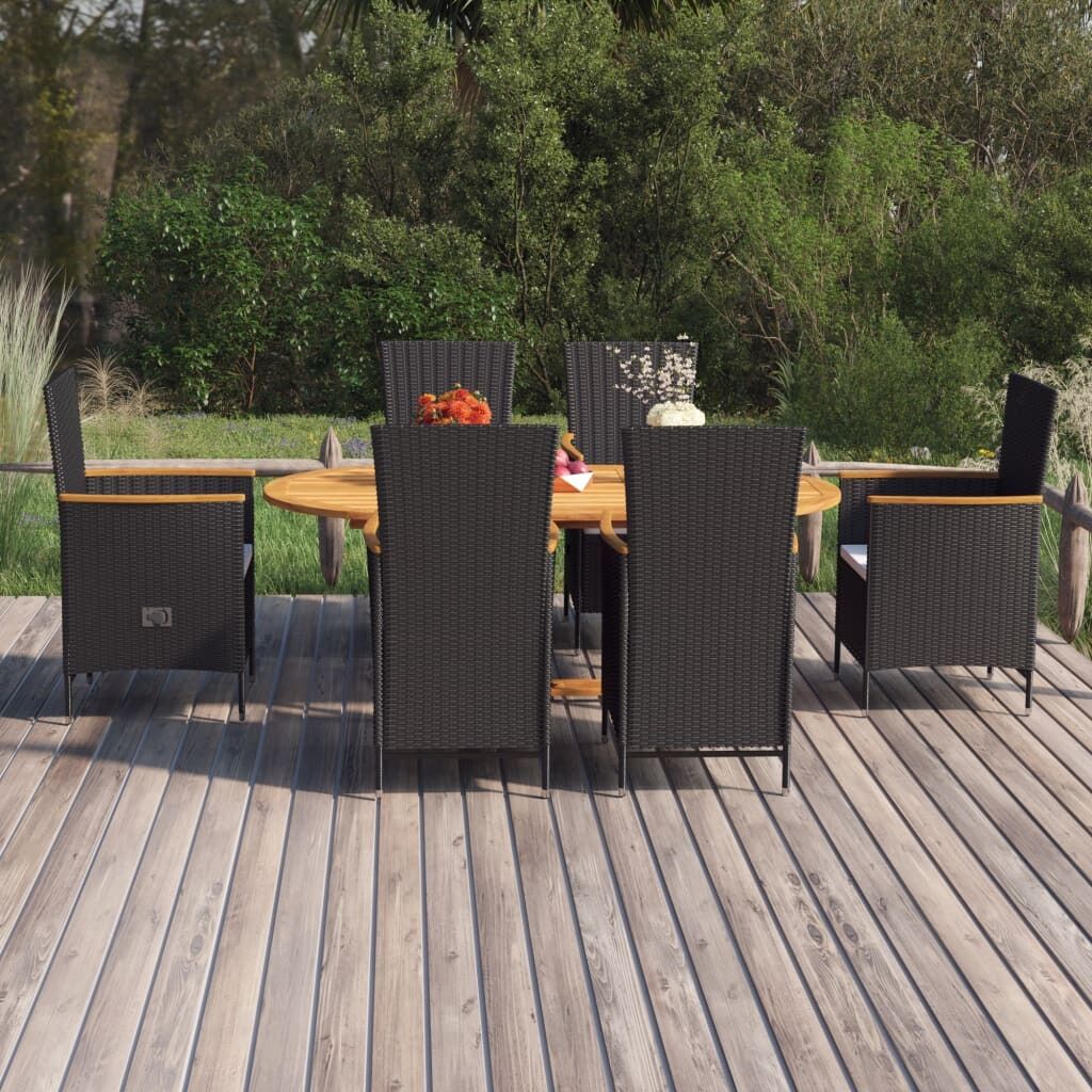 7 Piece Garden Dining Set Poly Rattan