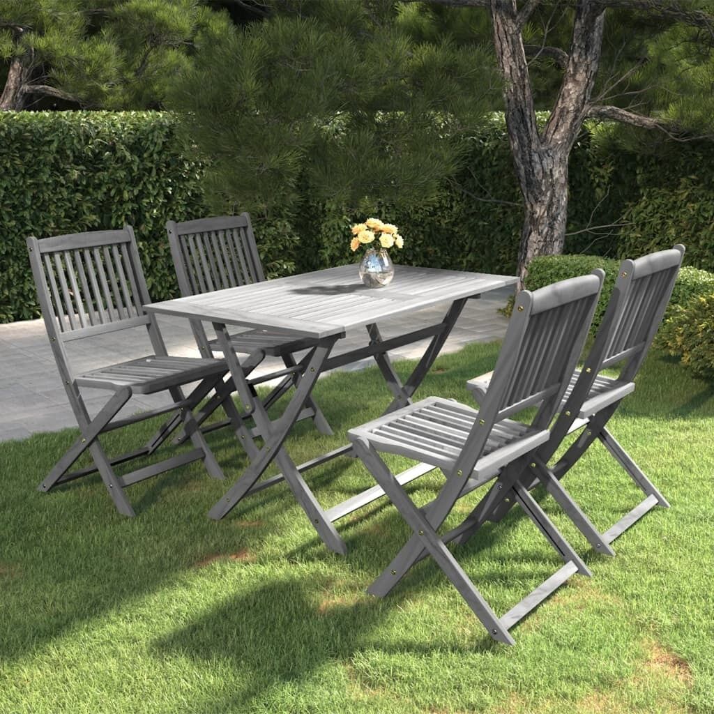 Garden Dining Set Solid Acacia Wood Grey