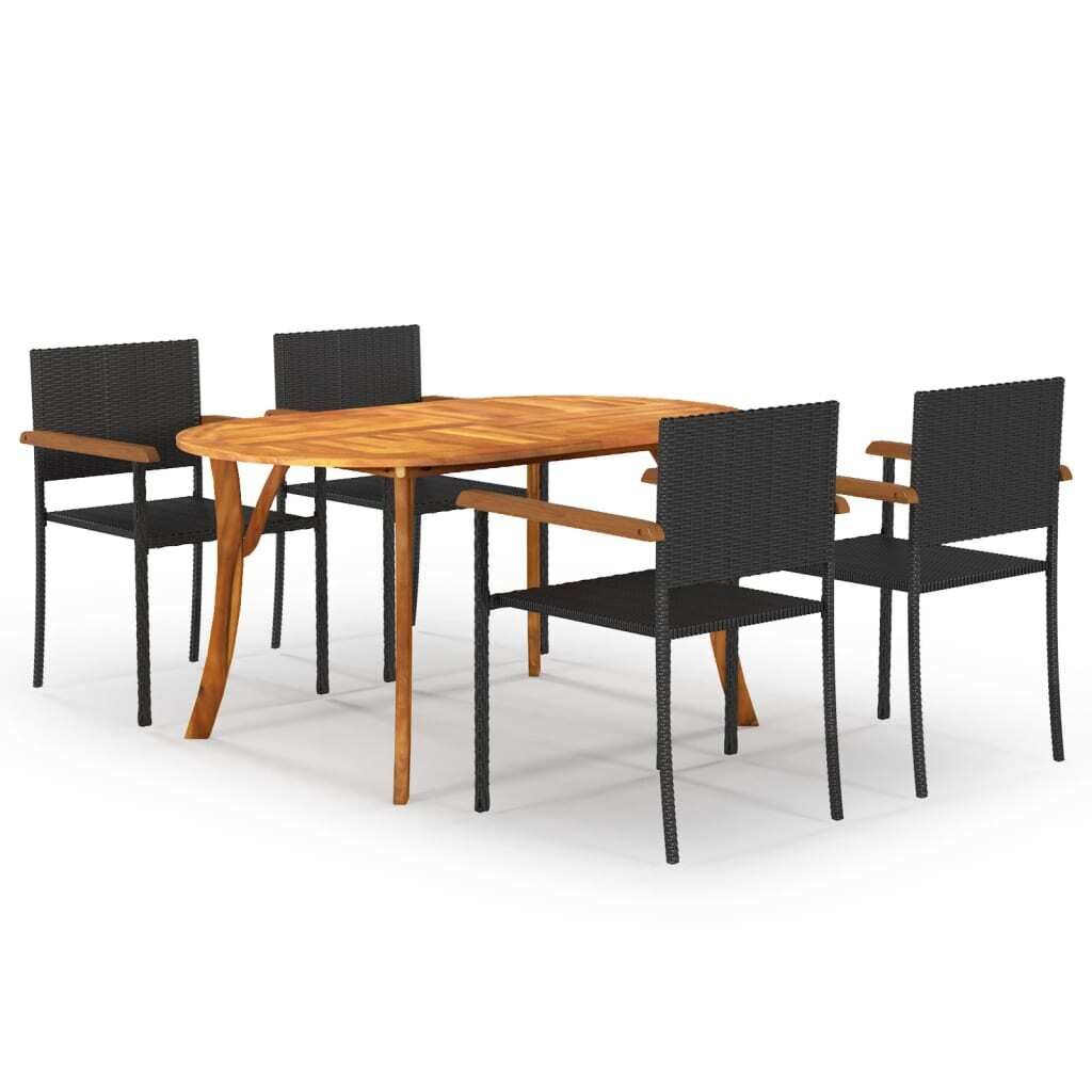Garden Dining Set Black