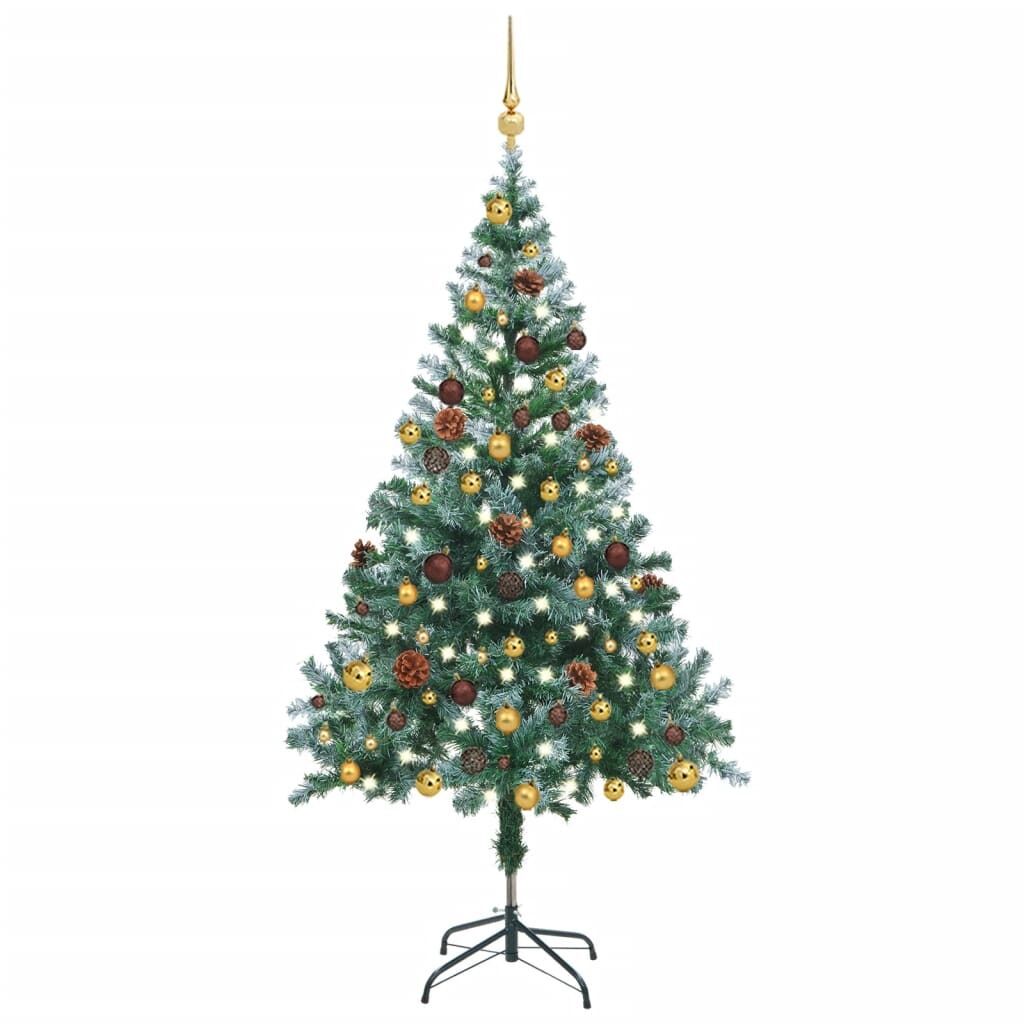 Frosted Christmas Tree with LEDs&Ball Set&Pinecones