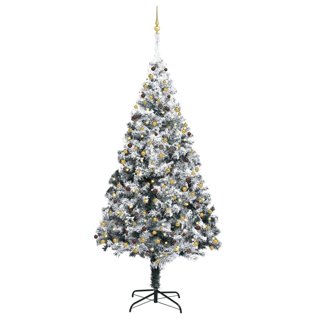 Artificial Christmas Tree LEDs&Ball Set&Flocked Snow Green