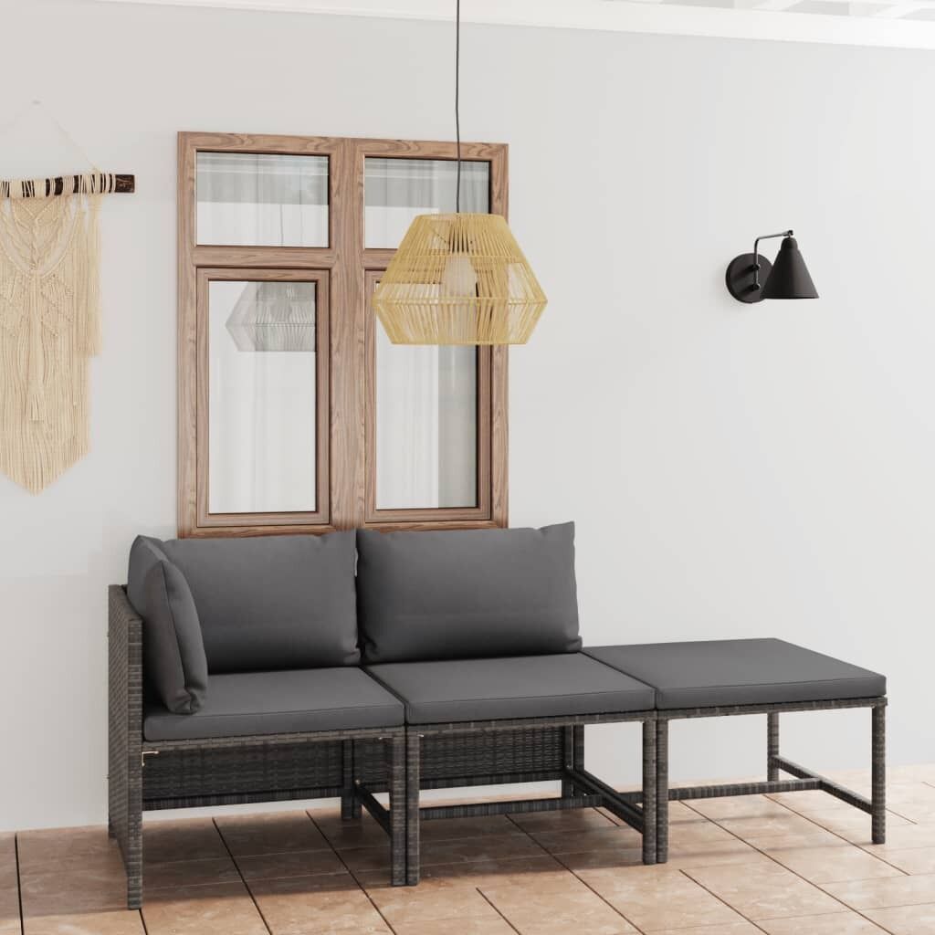 Garden Lounge Set with Cushions Poly Rattan