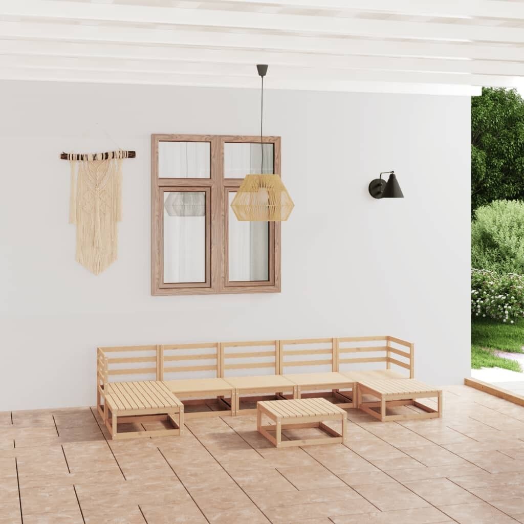 8 Piece Garden Lounge Set Solid Pinewood