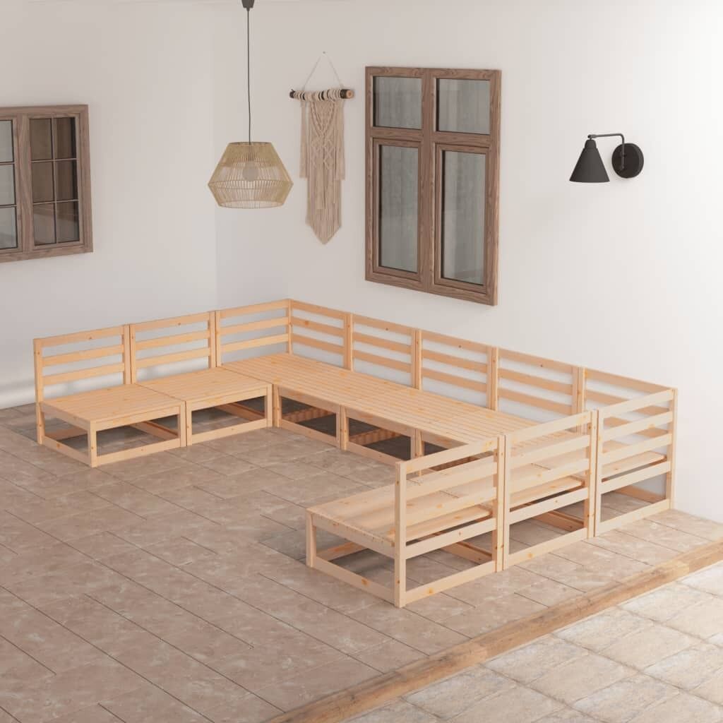 9 Piece Garden Lounge Set Solid Pinewood