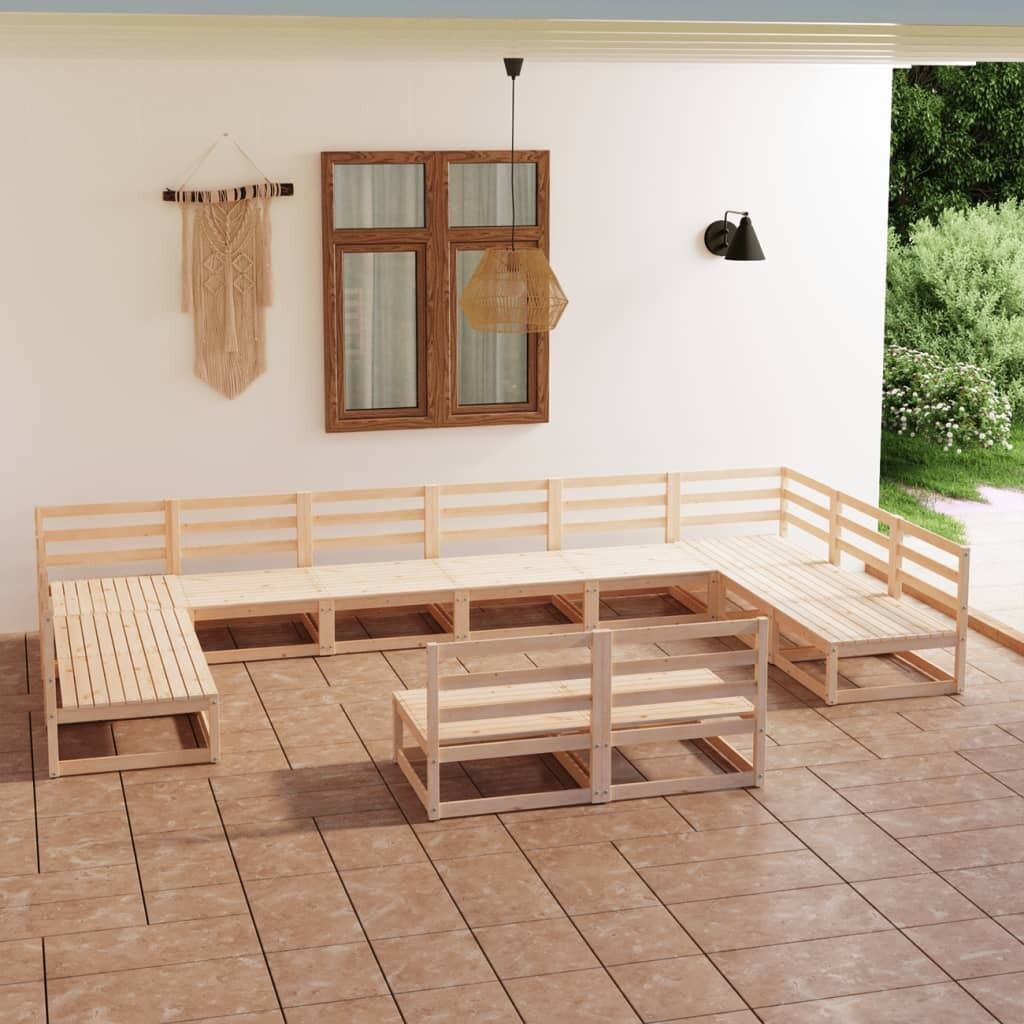 12 Piece Garden Lounge Set Solid Pinewood