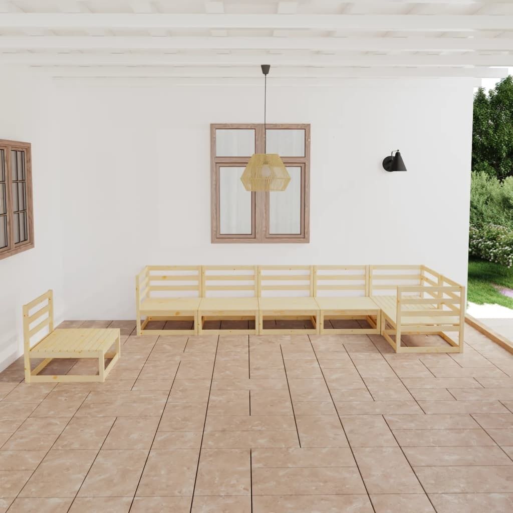 7 Piece Garden Lounge Set Solid Pinewood