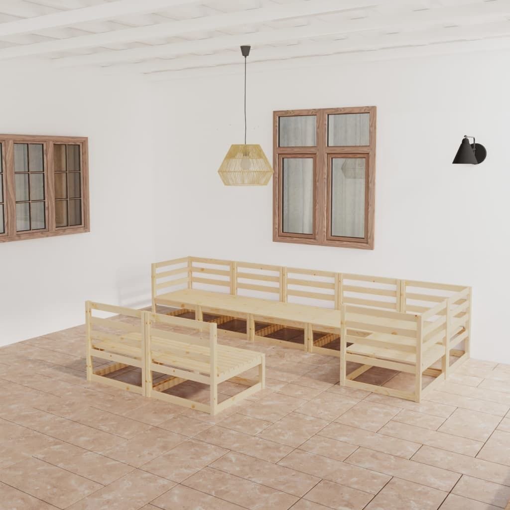 8 Piece Garden Lounge Set Solid Pinewood