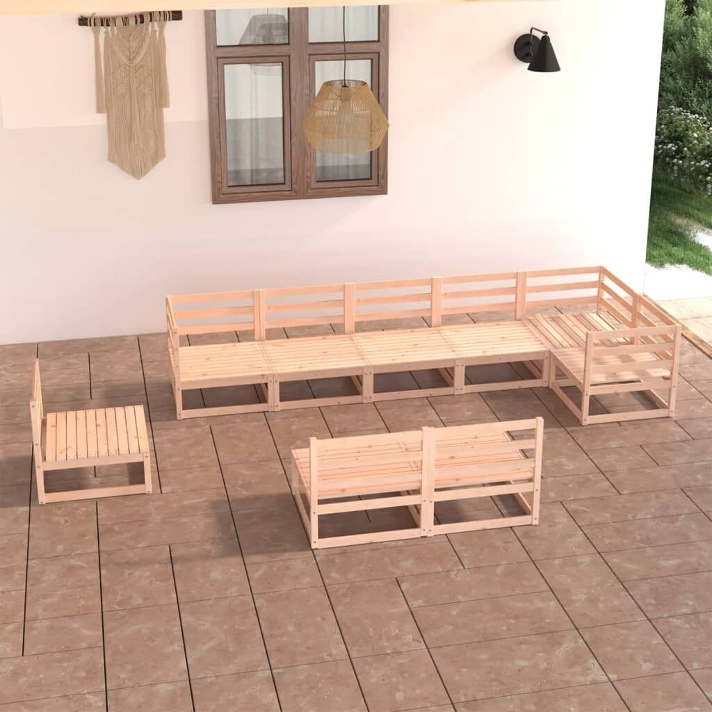 9 Piece Garden Lounge Set Solid Pinewood