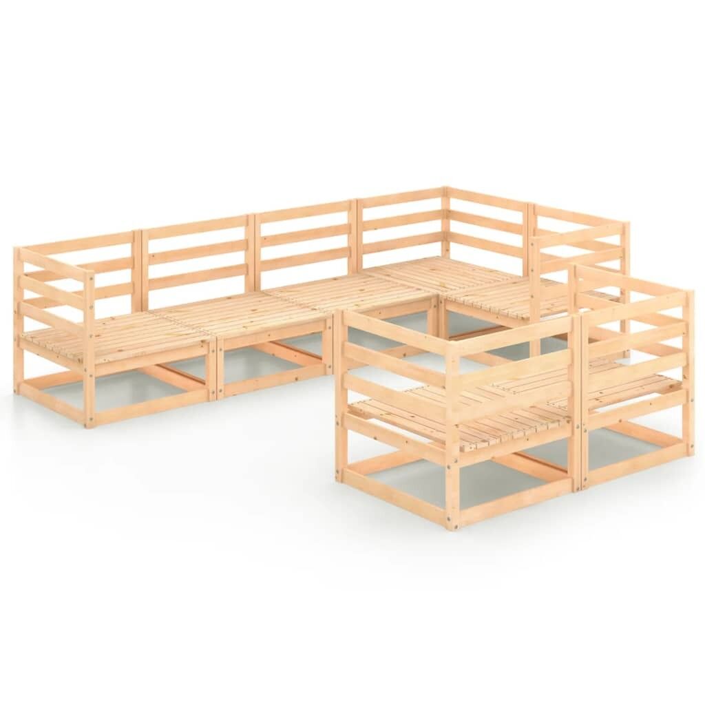 7 Piece Garden Lounge Set Solid Pinewood
