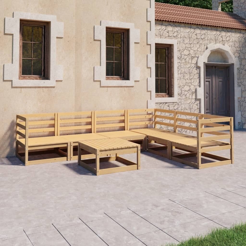 7 Piece Garden Lounge Set Solid Pinewood