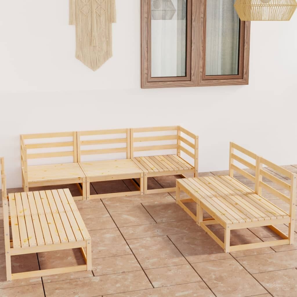 7 Piece Garden Lounge Set Solid Pinewood