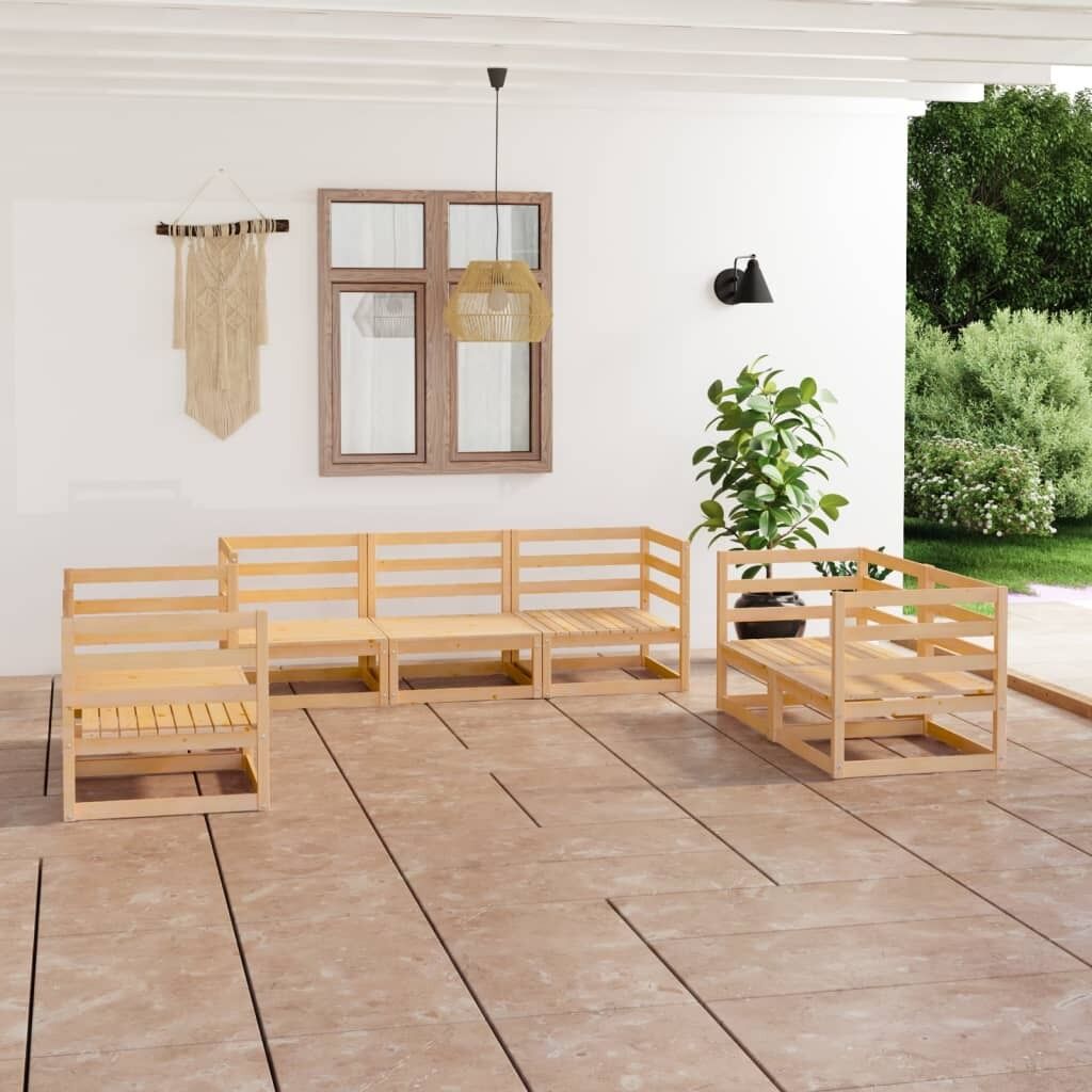 7 Piece Garden Lounge Set Solid Pinewood