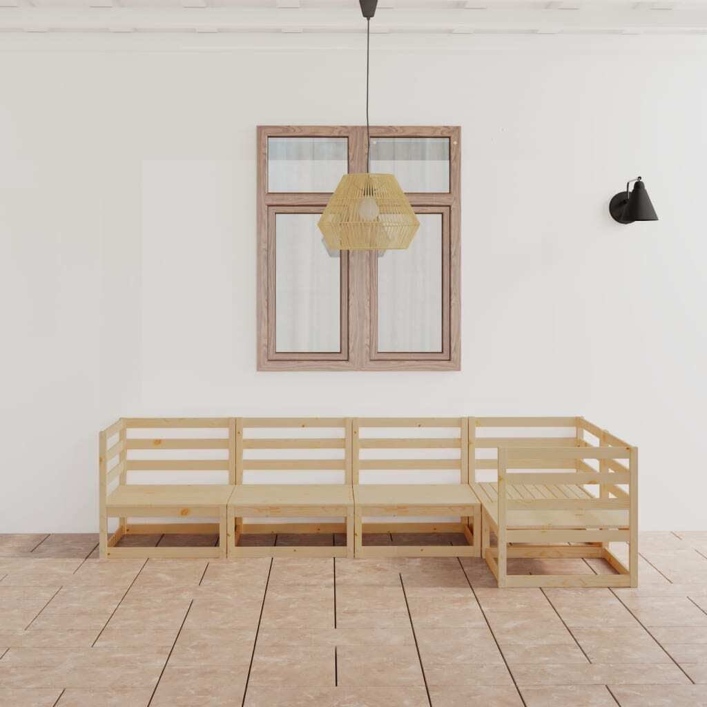 5 Piece Garden Lounge Set Solid Pinewood