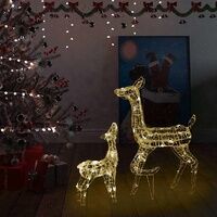 Warm-White Acrylic Reindeer Duo with LED Lighting