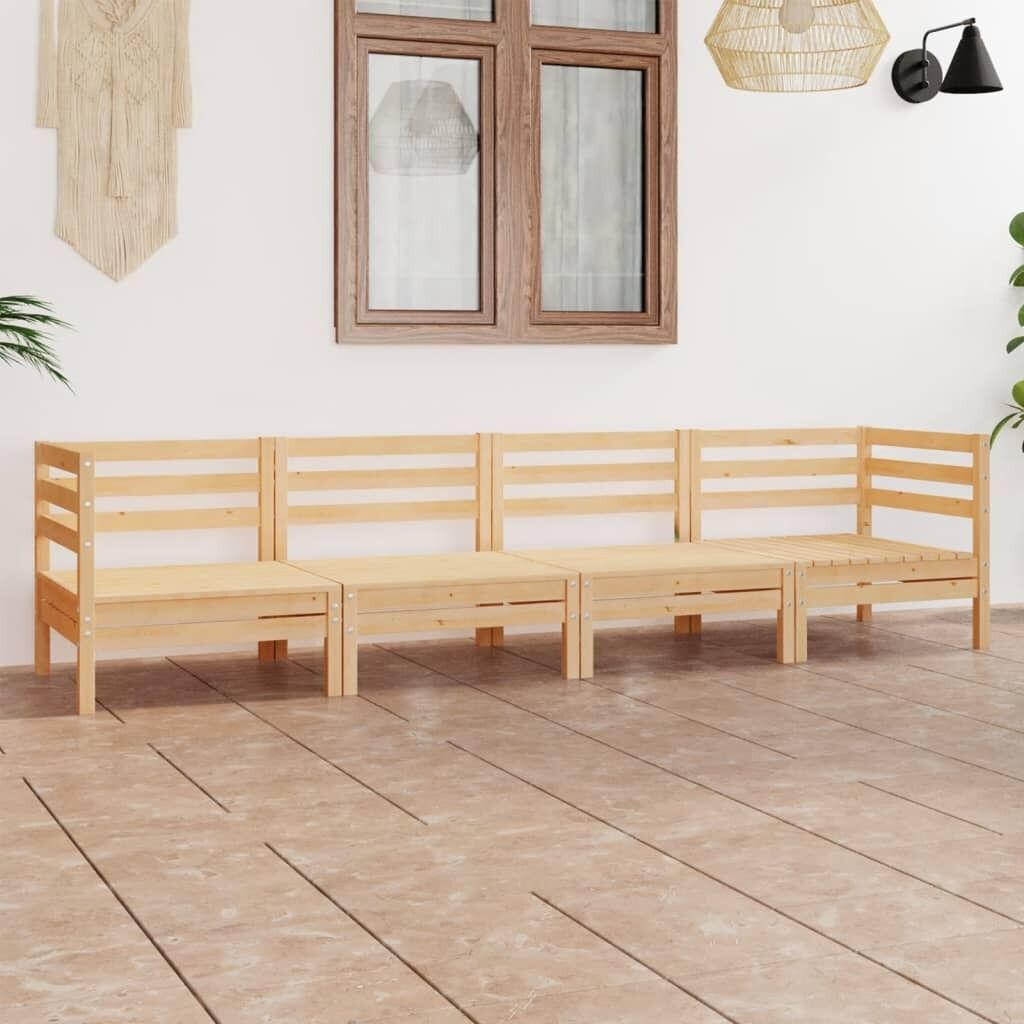 4 Piece Garden Lounge Set Solid Pinewood